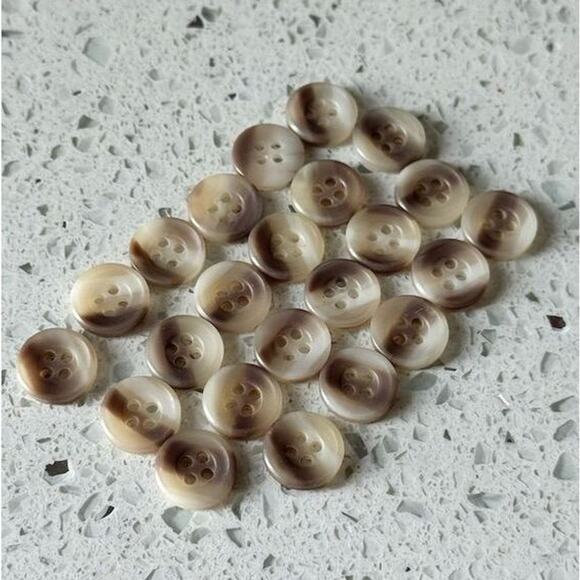 23 Small Brown & Cream Striped Round Matte 4-Hole Buttons for Sewing Crafting - Picture 4 of 5